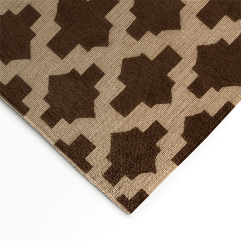 Trellis Brown Indoor and Outdoor Area Rug, Rectangle 9' x 12'
