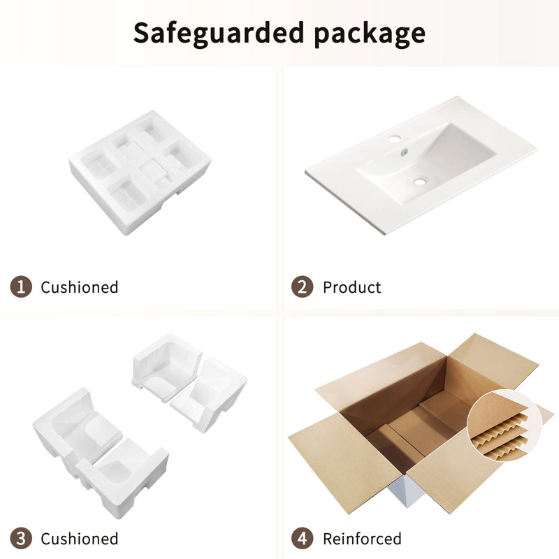 Bathroom Vessel Sink, Ceramic Bathroom Vanity Sink Top Without Overflow,  Convenient For Storing Personal Items