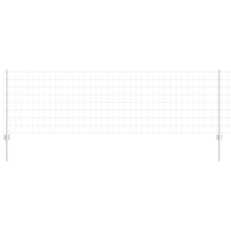 Vidaxl Fence With Posts Steel, Silver, 80cm H x 1000cm W x 2.7cm D