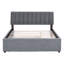 Lit plateforme tapissier avec lit gigogne simple TG et tissu serein gris grand-716853231-716853229