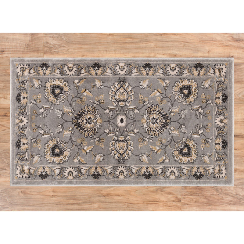 Delatorre Traditional Oriental Persian Grey Rug, Rectangle 67 x 120cm