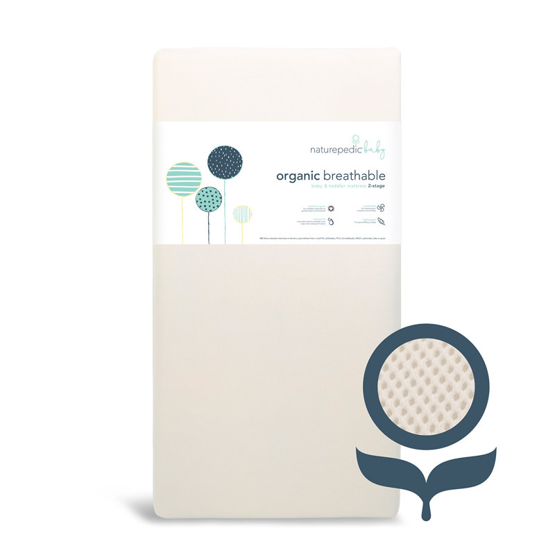 Naturepedic Organic Breathable Baby Crib Mattress 2-Stage Lightweight
