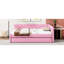 Lit double rembourré rose avec lit gigogne simple pour une chambre à coucher relaxante et pratique