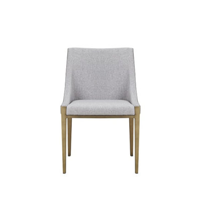 Gray And Brass Upholstered Fabric Dining Side Chair