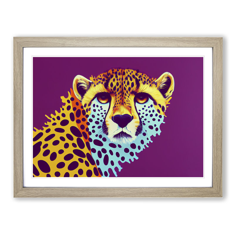 Unforgettable Cheetah - Framed Print, 46cm H x 64cm W x 2cm D, Oak
