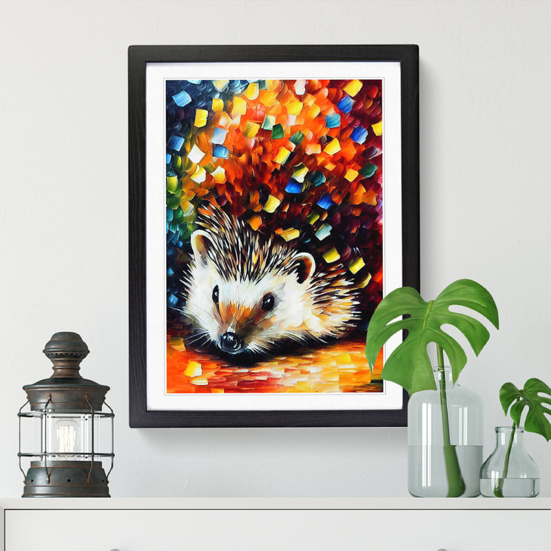 Angelika Hedgehog Painted - Picture Frame Print, 34cm H x 25cm W, Walnut