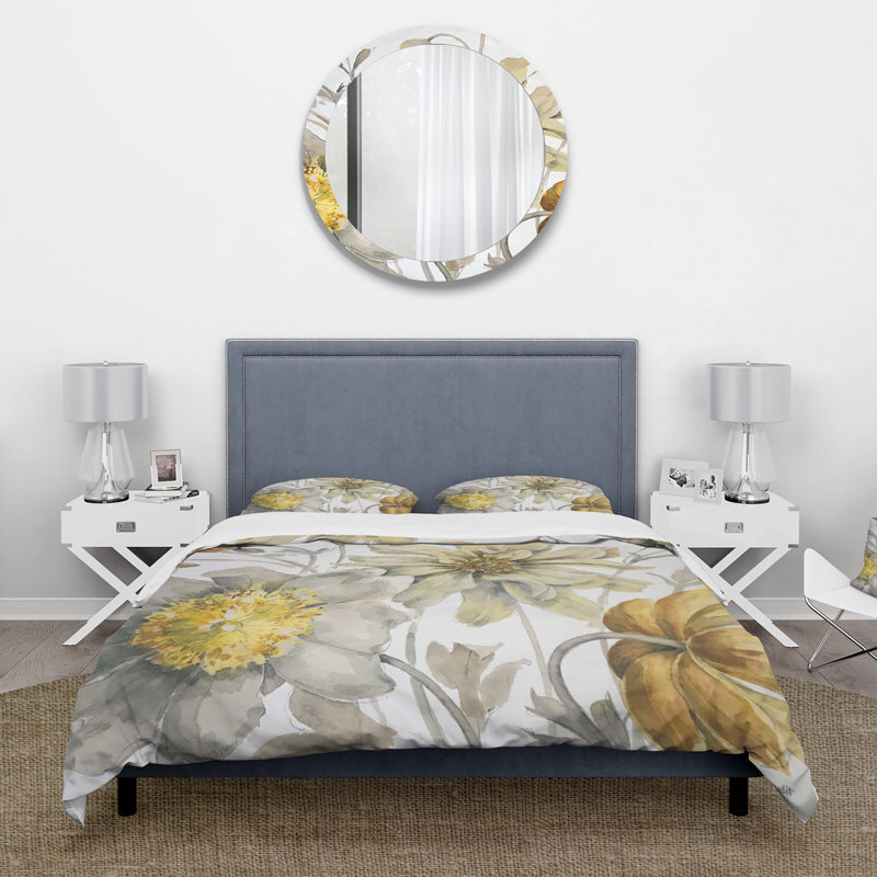 Ensemble de housse de couette Fields of Watercolor Flower V, Housse de couette très grand + 2 taies décoratives