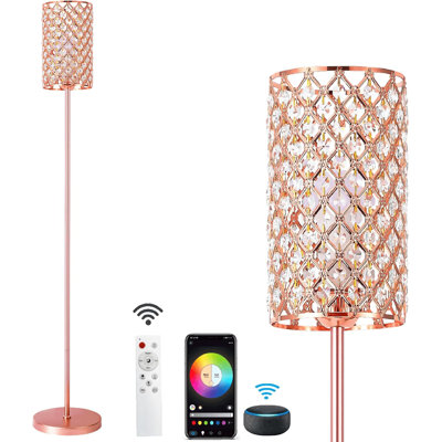 Smart Crystal Floor Lamp With Remote Control, Adjustable Color Temperature And Brightness, Multi-Control Options, Easy Assembly, Ideal For Living Room And Bedroom