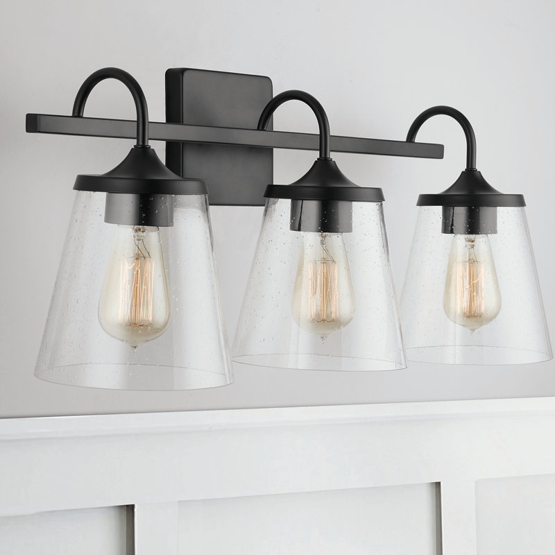 Éclairage de salle de bain à intensité variable 3 lumières Yerington, Noir mat