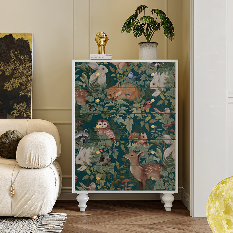 Commode avec commode, Vert/blanc