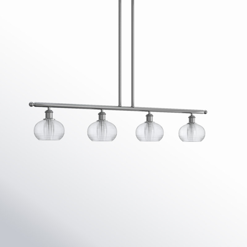 Luminaire suspendu pour îlot de cuisine 4 lumières Larrick, Nickel satiné brossé