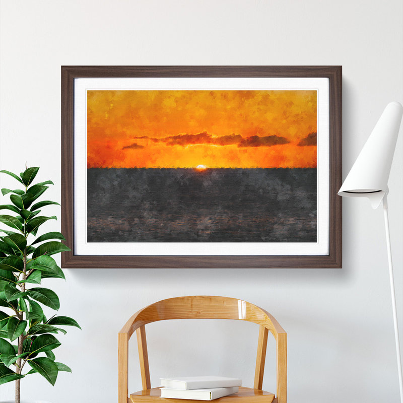 Goodbye to the Sun - Wall Art, 45cm H x 63cm W x 2cm D, Walnut Single Picture Frame Wood