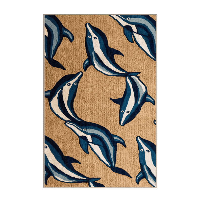  Tapis hawaïen lavable Dolphins, Rectangle 4pi x 6 pi