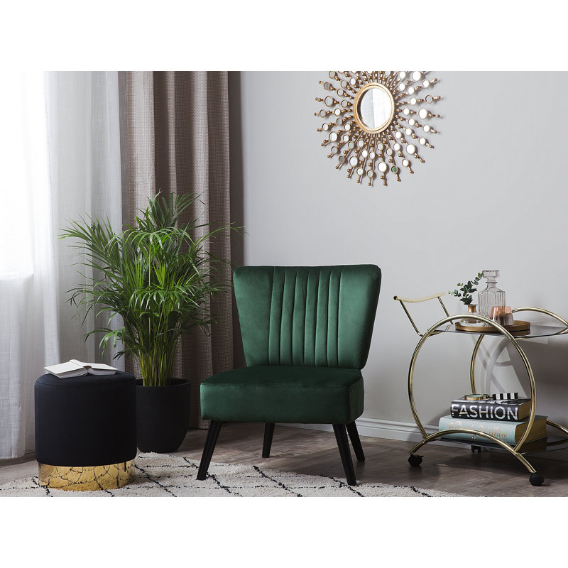 Manford Upholstered Slipper Chair, Emerald Green