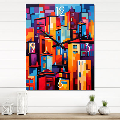 Colourful 0 City Madrid Popart I - Cityscapes Very Large Wall Clocks