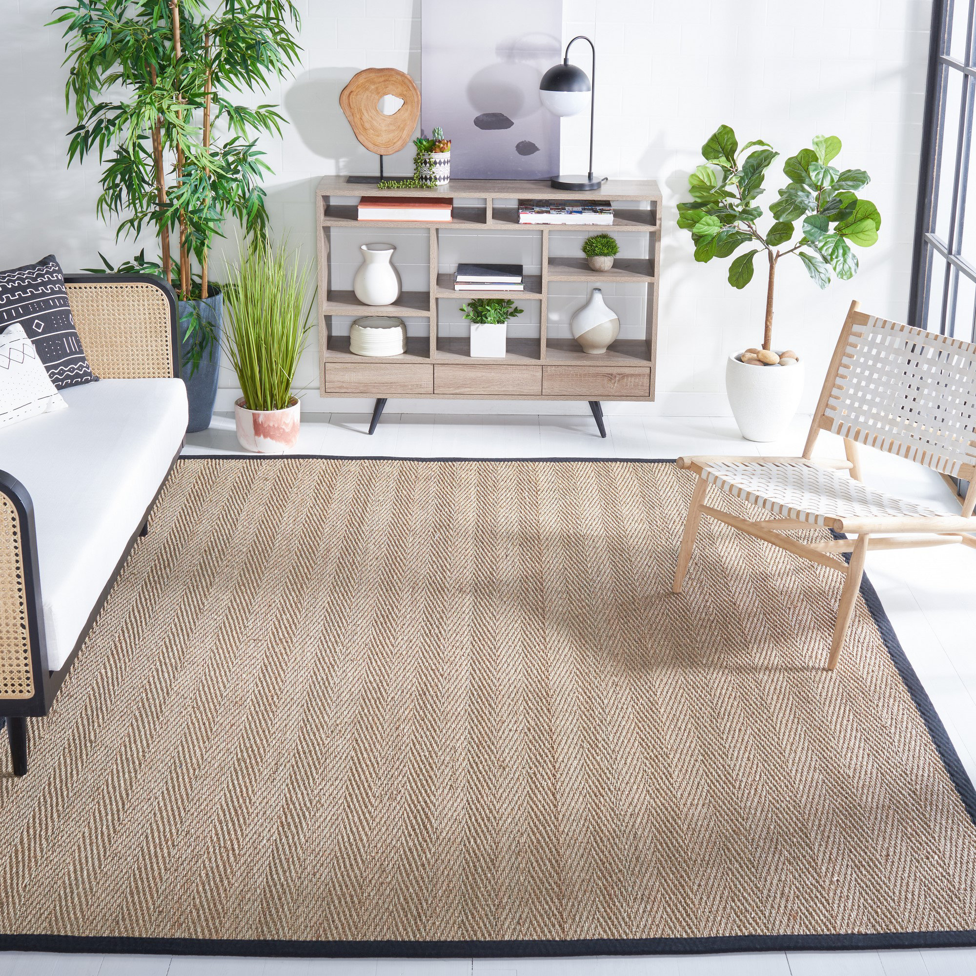 Langley Street Hervey Bay Bamboo Slat/Seagrass Natural/Black Rug