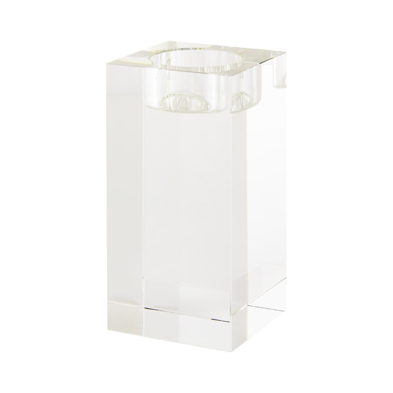 Petit porte-votive en cristal carré, Transparent, H 4,75 po x l 2,25 po x P 2,25 po