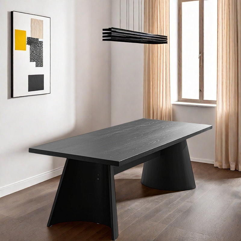 Solid Ash Wood Dining Table with Adjustable Feet., 29.53"H x 78.74"L x 31.5"W