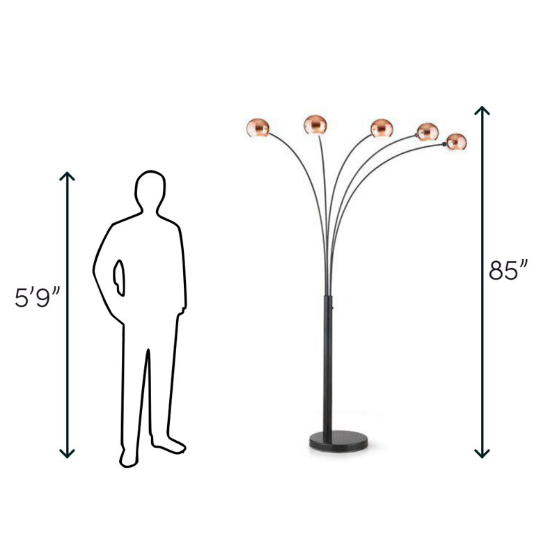 Dealba Adjustable Multi-Head Arc Floor Lamp in Polished Chrome