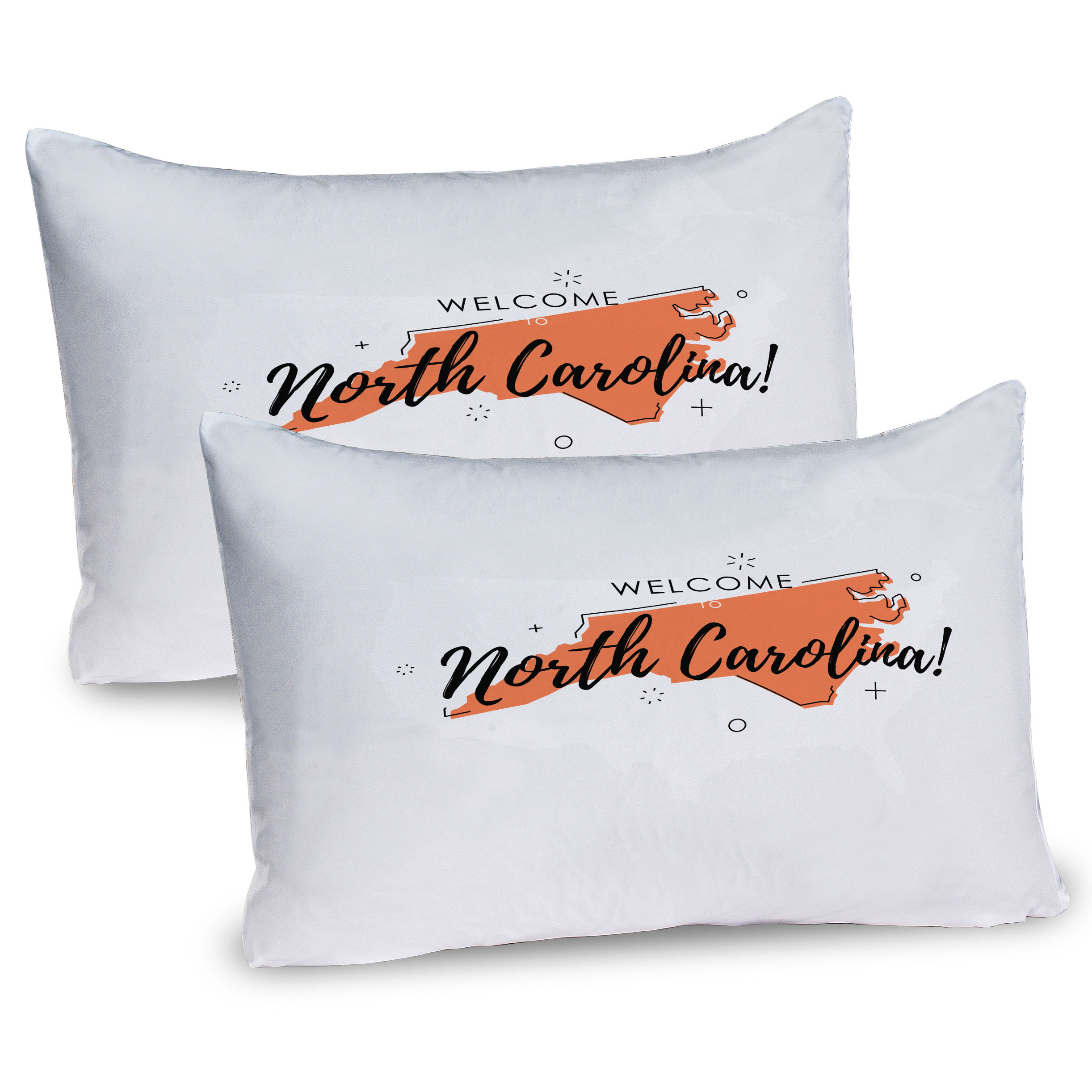 Ambesonne North Carolina Pillow Sham 2 Pack Sign USA Map Salmon Black White Wayfair
