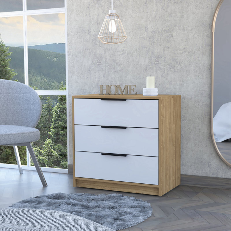 27.78 " W 3 - Drawer Dresser, White/Pine