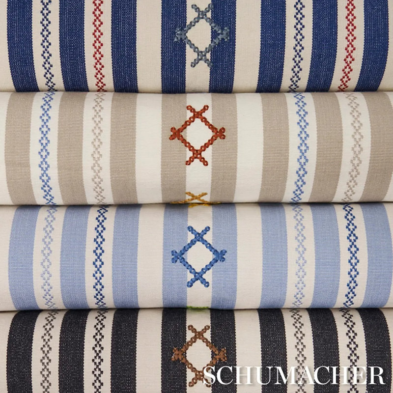 Rhodes Stripe Fabric, Sky
