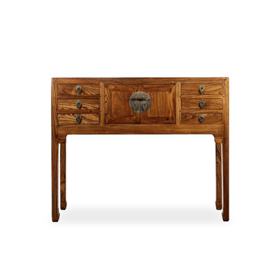 39.37" Brown Rectangular Solid Wood Console Table