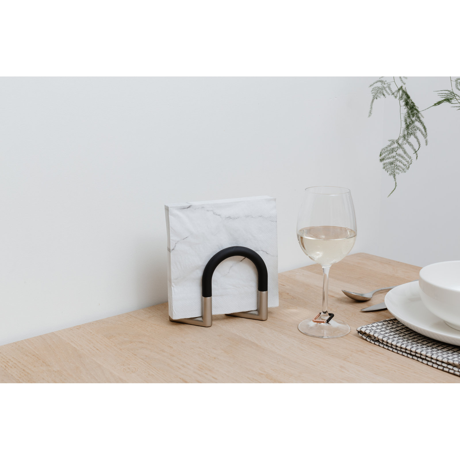 Squeeze Standing Napkin Holder, Black/Nickel