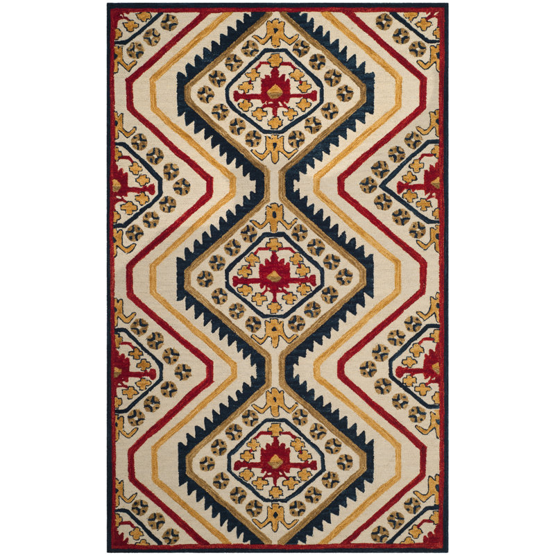 Deyoung Hand Tufted Wool Geometric Rug, Rectangle 5' x 8'