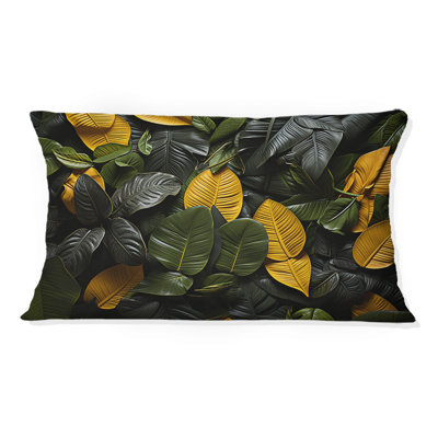 Coussin décoratif orange à motif de plantes orange et gris