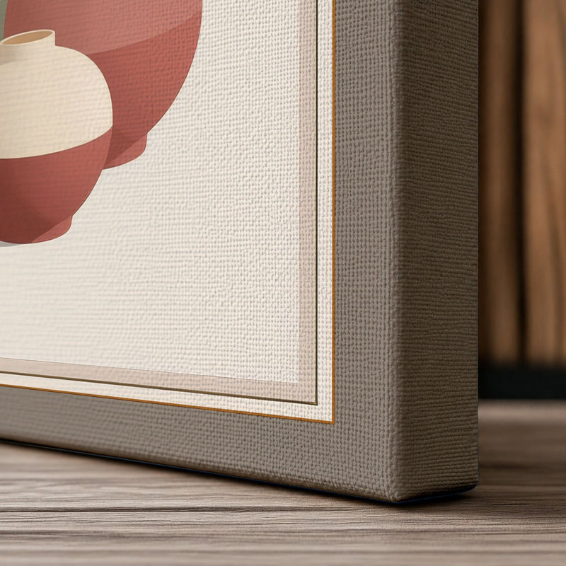 Vessels and Blooms Minimalist - Wrapped Canvas, 36x24 - 91.4 x 61.0 cm, Taupe Border