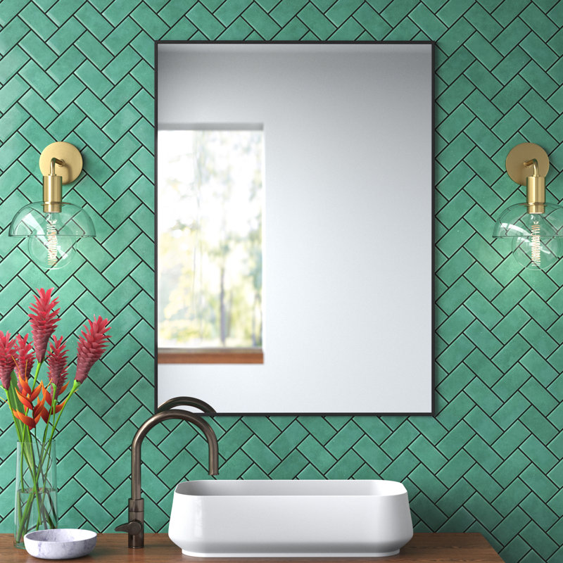 Goza Metal Flat Wall Mirror, 29.5" x 39.5"