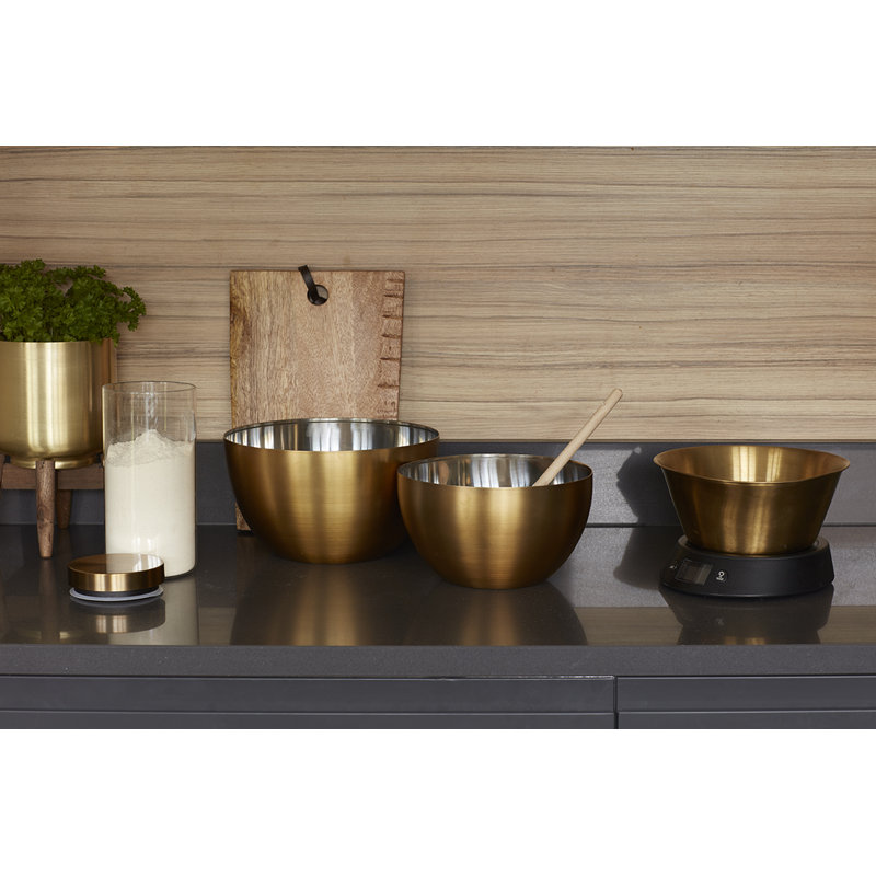 MasterClass Stainless Steel Brass Finish Mixing Bowl, 21 cm