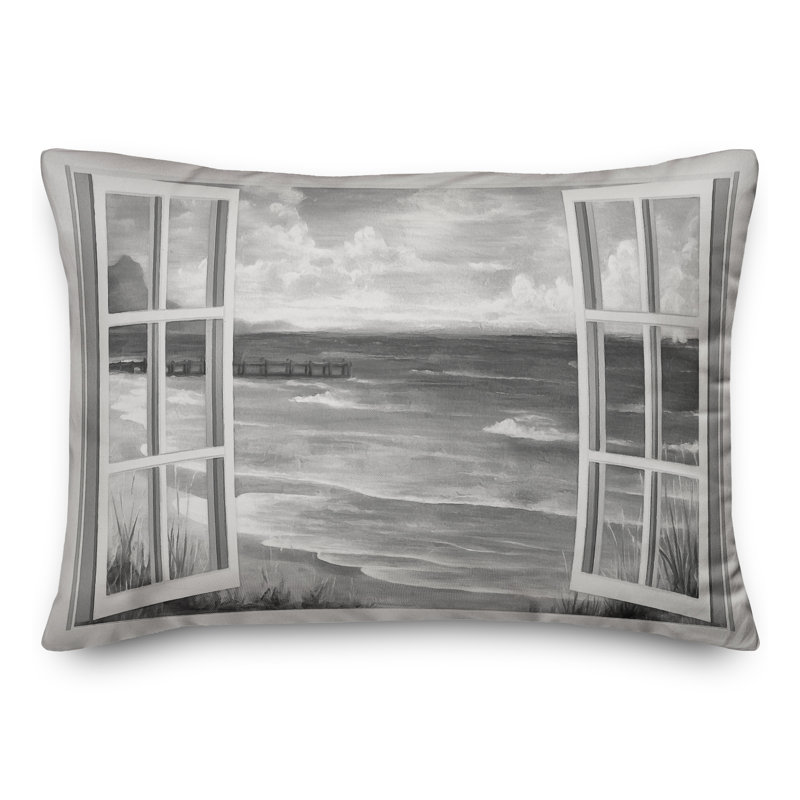 Outdoor Reversible Throw Pillow, Gray