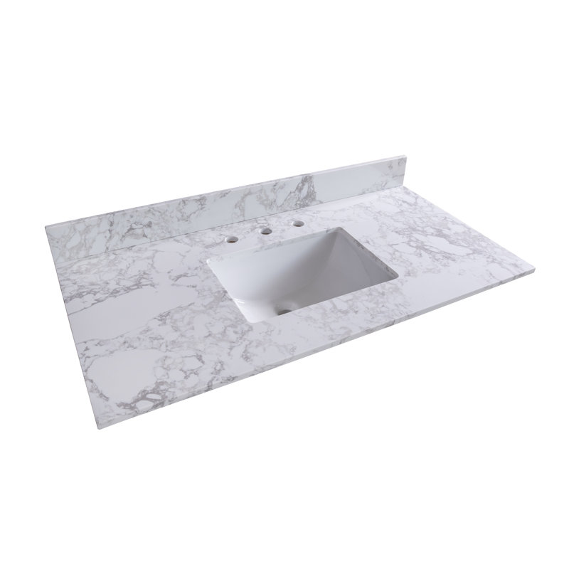 Comptoir de meuble-lavabo simple 43 "en blanc Carrara avec lavabo