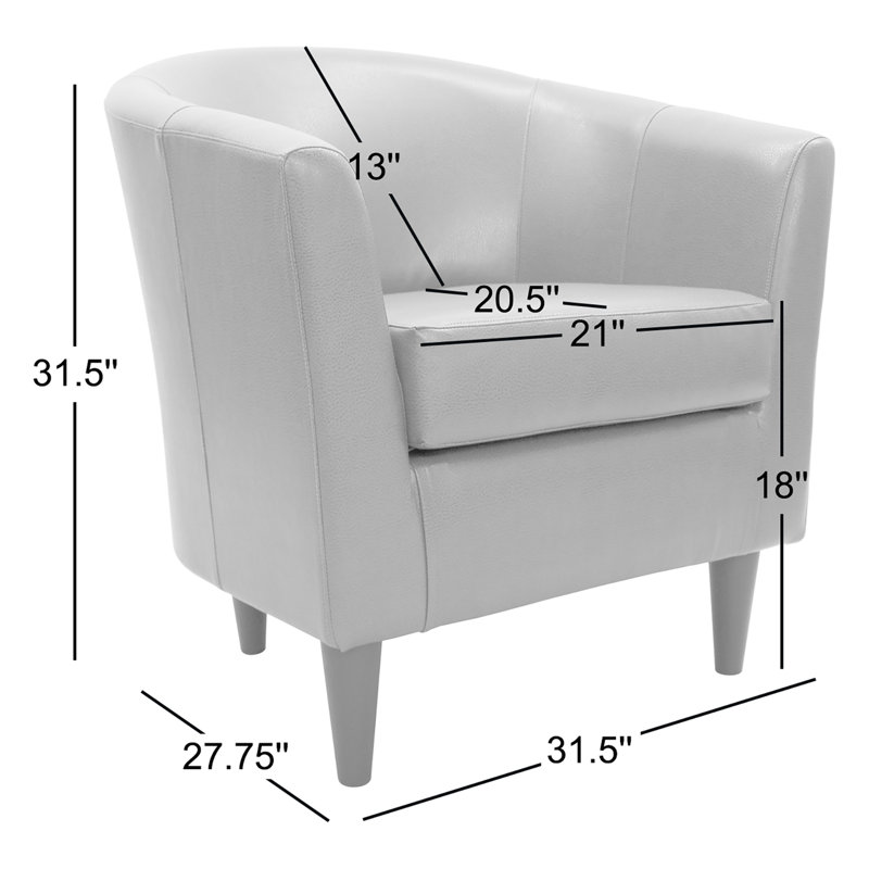 Fauteuil demi-tonneau de 31,5 po Kronos, Similicuir blanc cassé