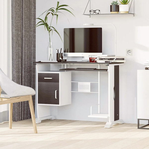 Inbox Zero 100Cm W Rectangular Computer Desk with Cabinet | Wayfair.ie