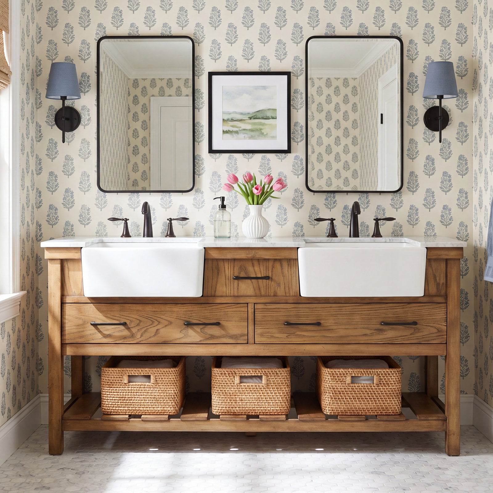 Pelaghia 60'' Double Bathroom Vanity, Dark Brown