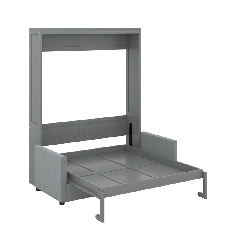 Lit escamotable double avec coussin, Gris
