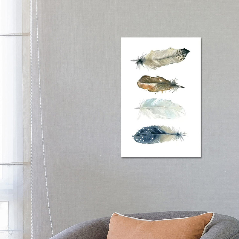 Feather Collection I by Carol Robinson - Painting on Canvas, Wrapped Canvas, 30.48 cm H x 45.72 cm W