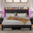 Bed Frame With LED Light And Charging Station, With Storage Headboard-390696086-390696085