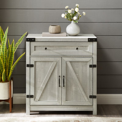Marckson Barn Door Accent Cabinet with Drawer Storage
