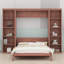 Lit escamotable compact avec bureau et tablettes de rangement-131344251