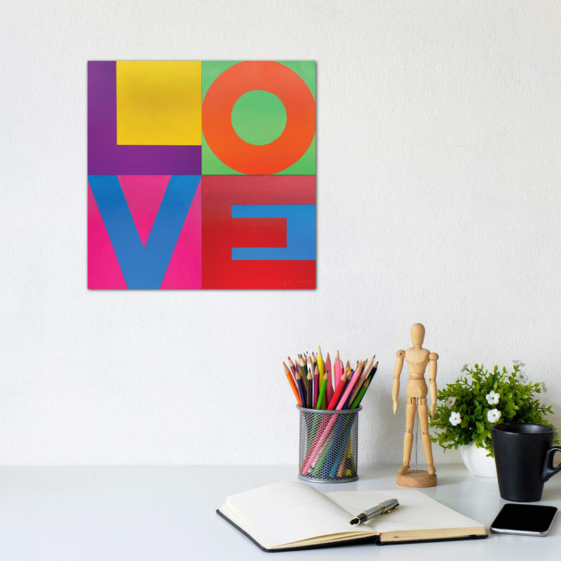 Décoration murale Love Kids, Toile tendue, H 12 po x l 12 po x P 1,5 po