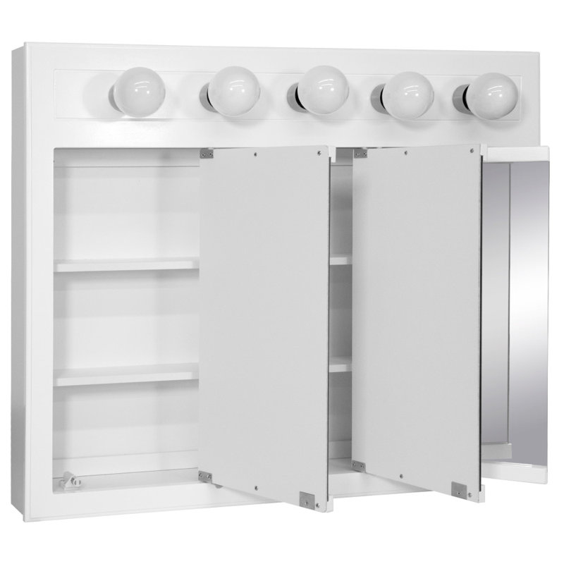 Bathroom Medicine Cabinet, Wall Mounted, Mirror, White, 30" H x 36" W x 5.13" D