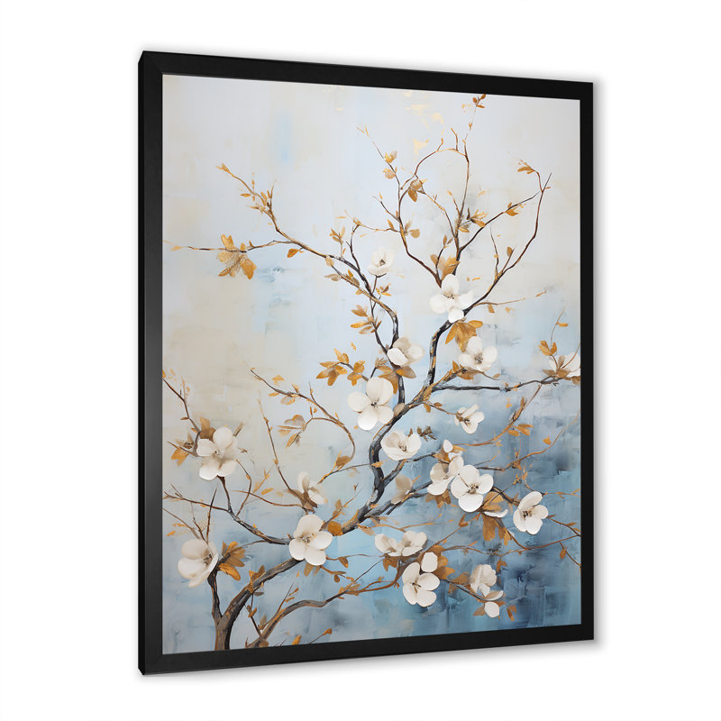 Blanc cornouiller Blossom Dreams V sur toile, H 40 po x l 30 po x P 1,5 po, Cadre simple noir