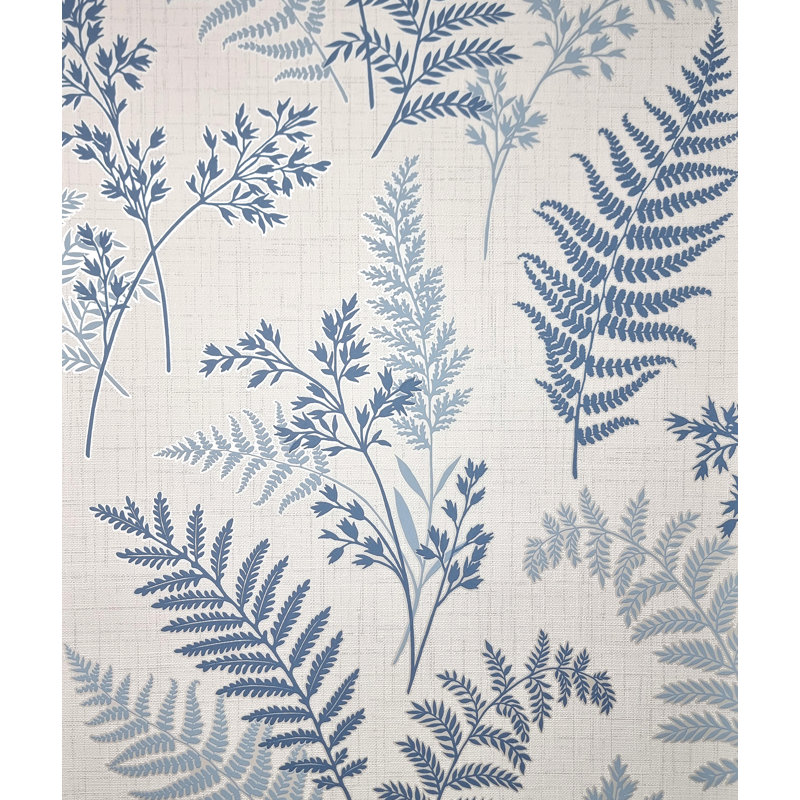 Fern 10m x 52cm Wallpaper Roll, Blue