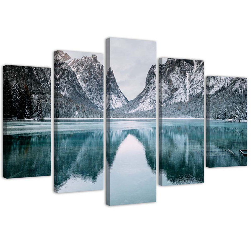 Mountain Landscape, Lake - 5 Piece Wrapped Canvas Print
