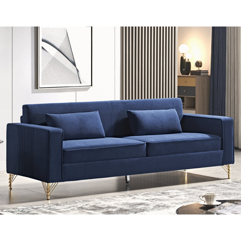 Canapé en velours de 85,8 po Nathally, Velours bleu