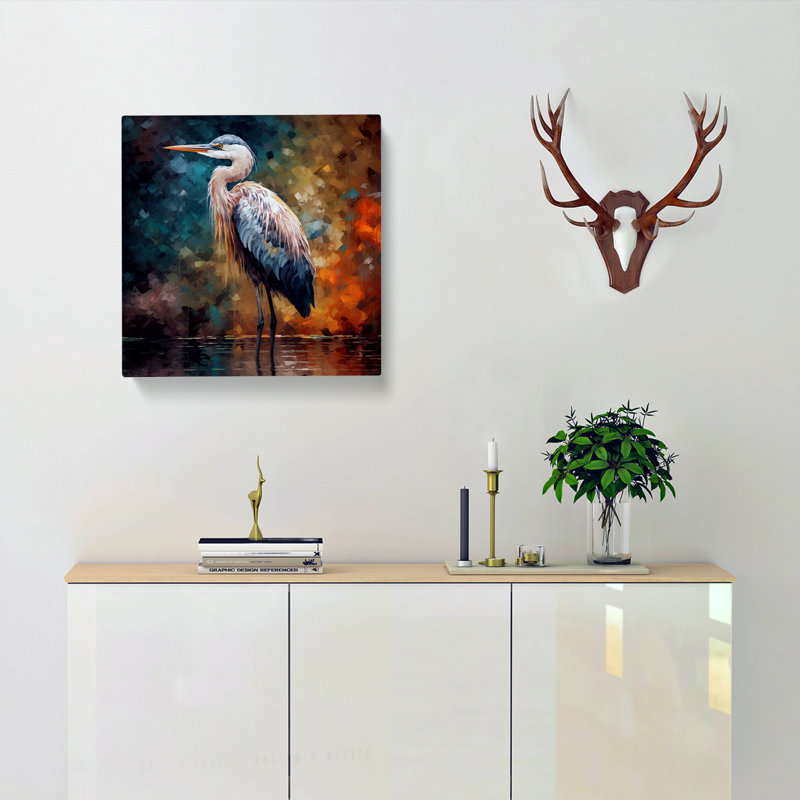 Heron Post-Impressionism - Wrapped Canvas